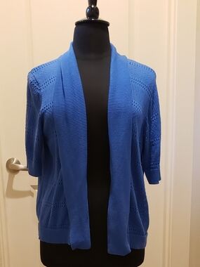 Open-Front Royal Blue Short-Sleeve Cardigan